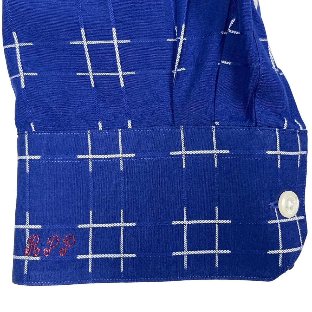 Paul Fredrik Men's Blue White Pattern Trim Fit Longsleeve Shirt Sz 36