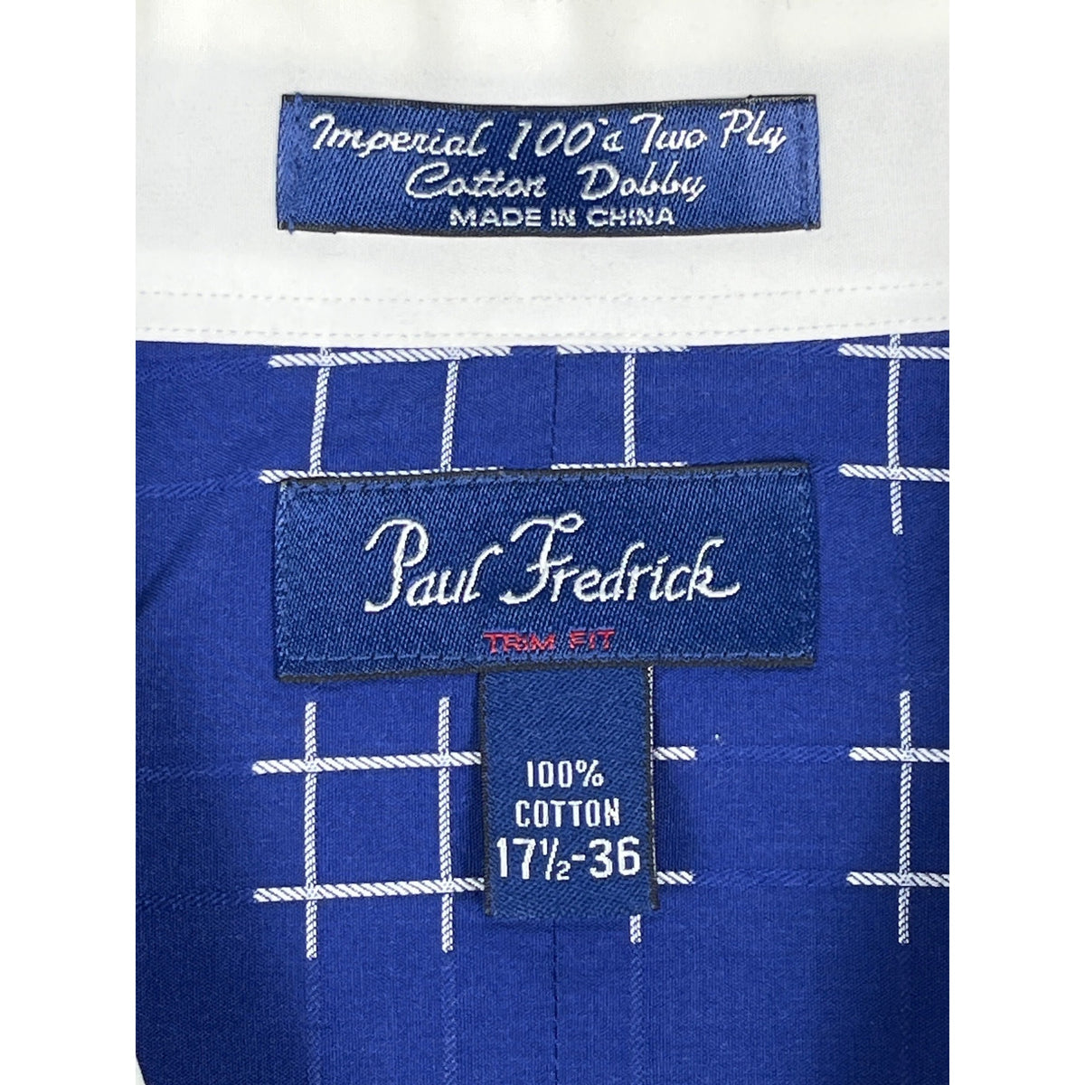 Paul Fredrik Men's Blue White Pattern Trim Fit Longsleeve Shirt Sz 36