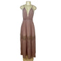 Papaya Mauve Spaghetti Strap Maxi Dress Deep V-Neckline Women's Size S