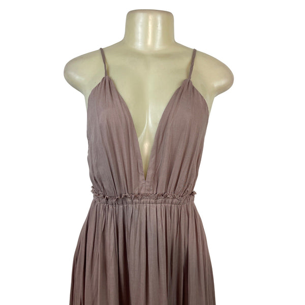 Papaya Mauve Spaghetti Strap Maxi Dress Deep V-Neckline Women's Size S