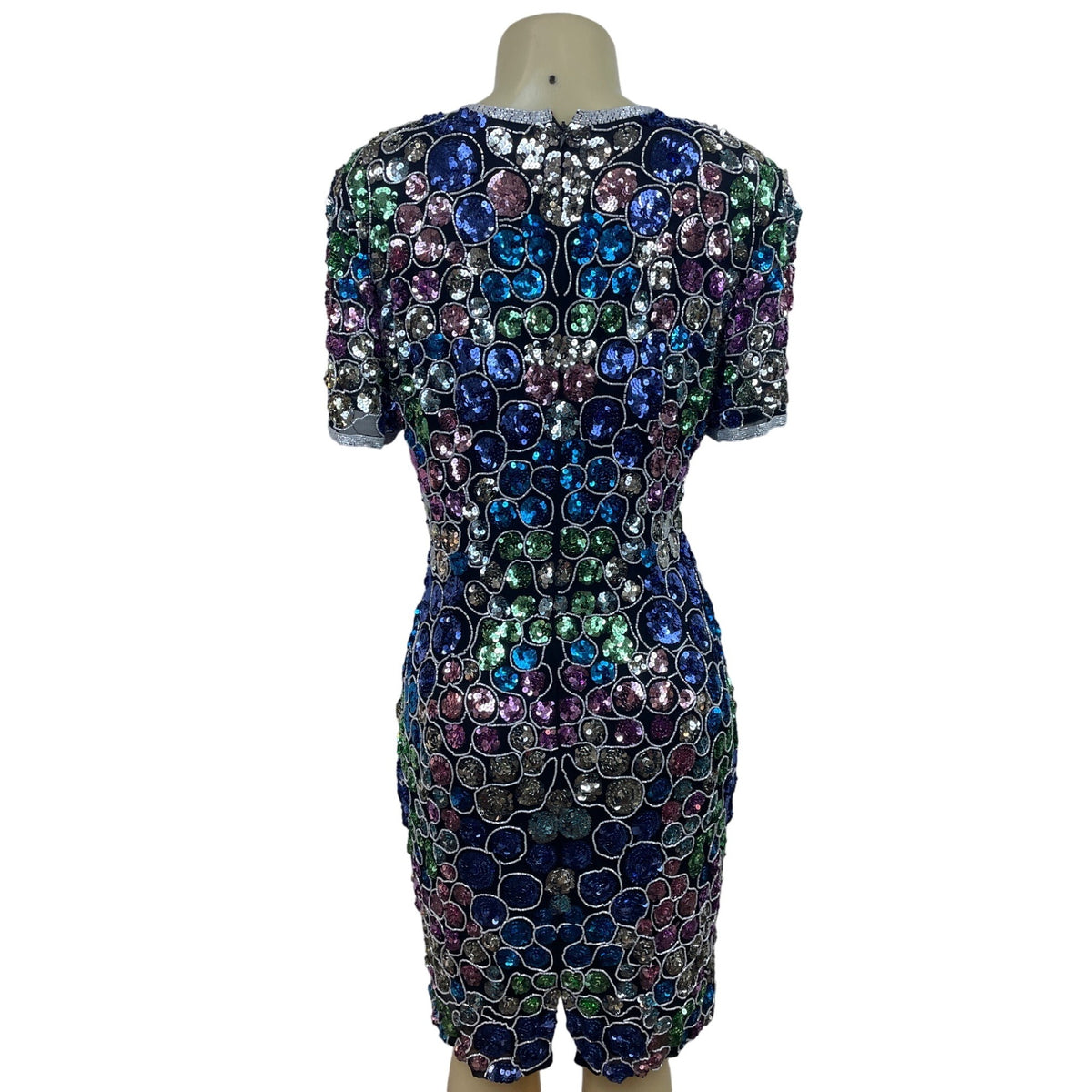 Nite Women’s Black Sequin Round Collar Above Knee Dress Sz 12 (EUR 42) New