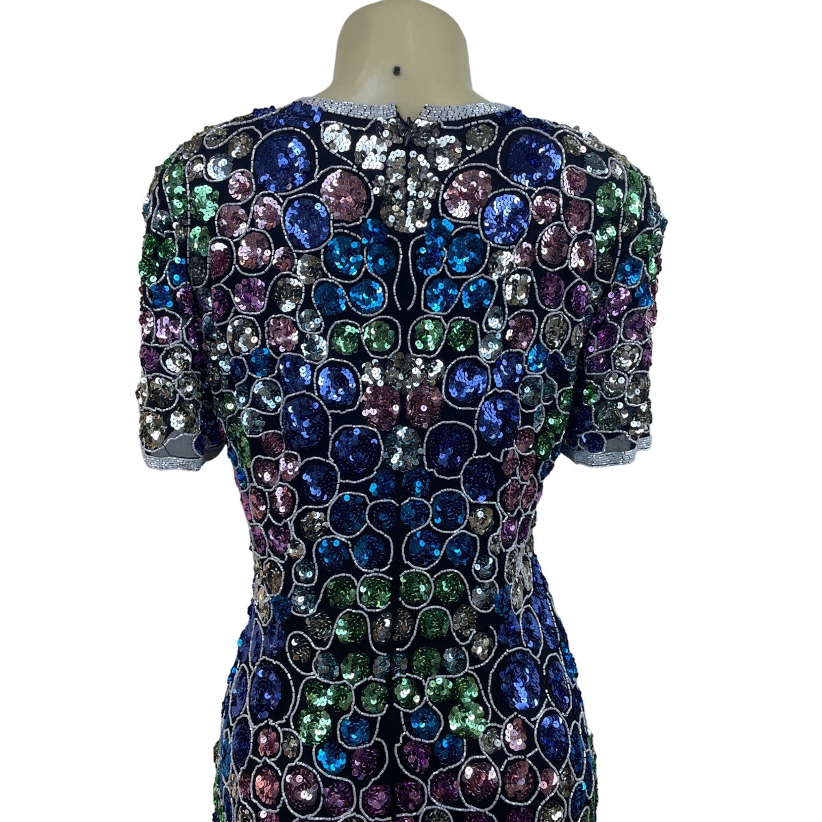 Nite Women’s Black Sequin Round Collar Above Knee Dress Sz 12 (EUR 42) New