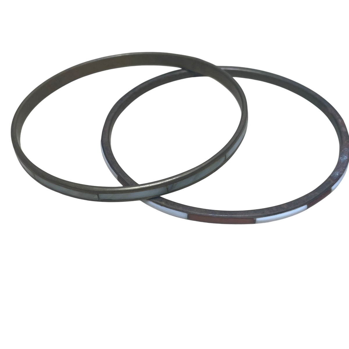 Steel Tone Hinged Bangles For Women Multicolor Modern Jewelry Set Of 2