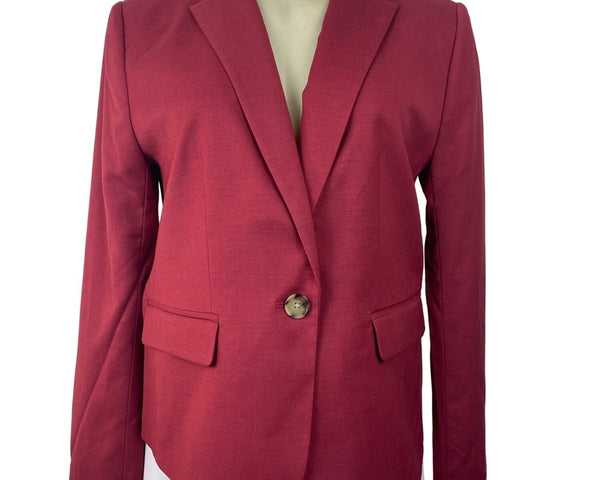 Ann Taylor Women's Red Blazer with Notched Lapel Sz 0 (EUR 28) - NWT