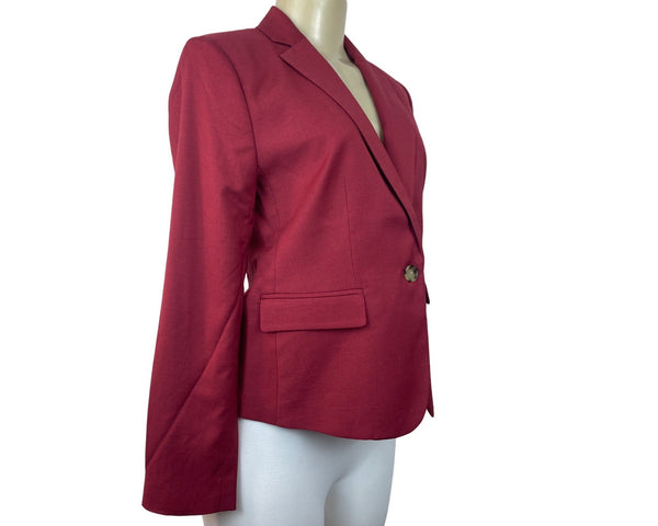 Ann Taylor Women's Red Blazer with Notched Lapel Sz 0 (EUR 28) - NWT