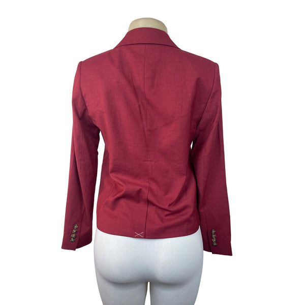 Ann Taylor Women's Red Blazer with Notched Lapel Sz 0 (EUR 28) - NWT