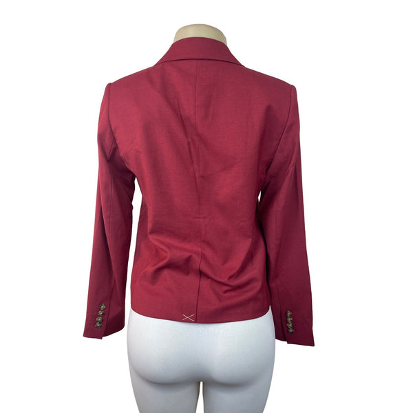 Ann Taylor Women's Red Blazer with Notched Lapel Sz 0 (EUR 28) - NWT