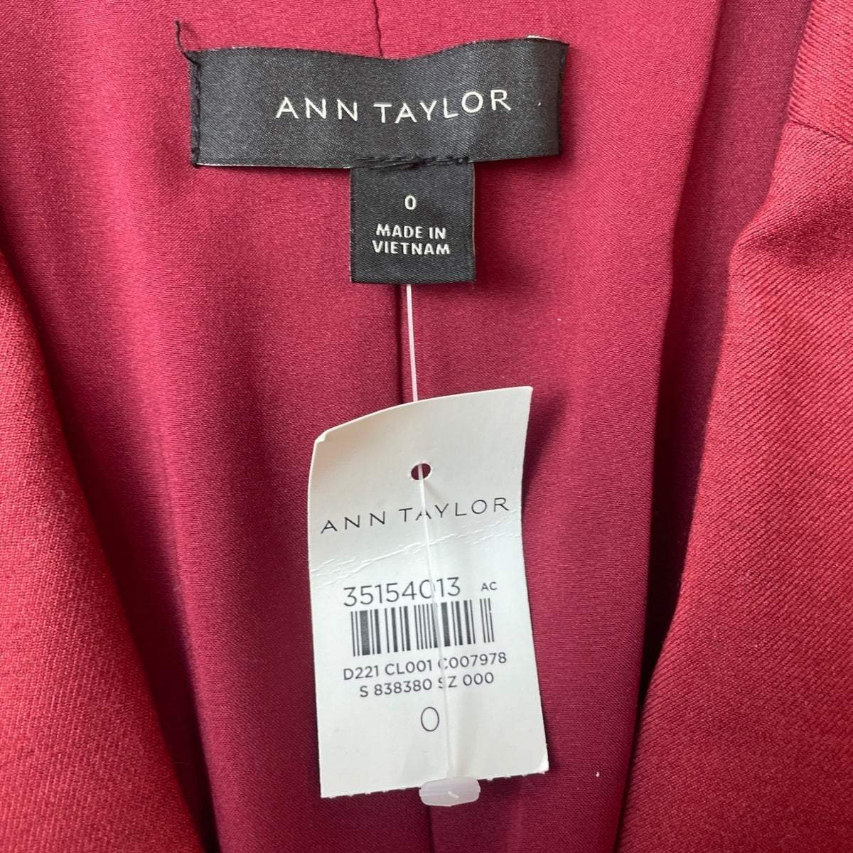 Ann Taylor Women's Red Blazer with Notched Lapel Sz 0 (EUR 28) - NWT