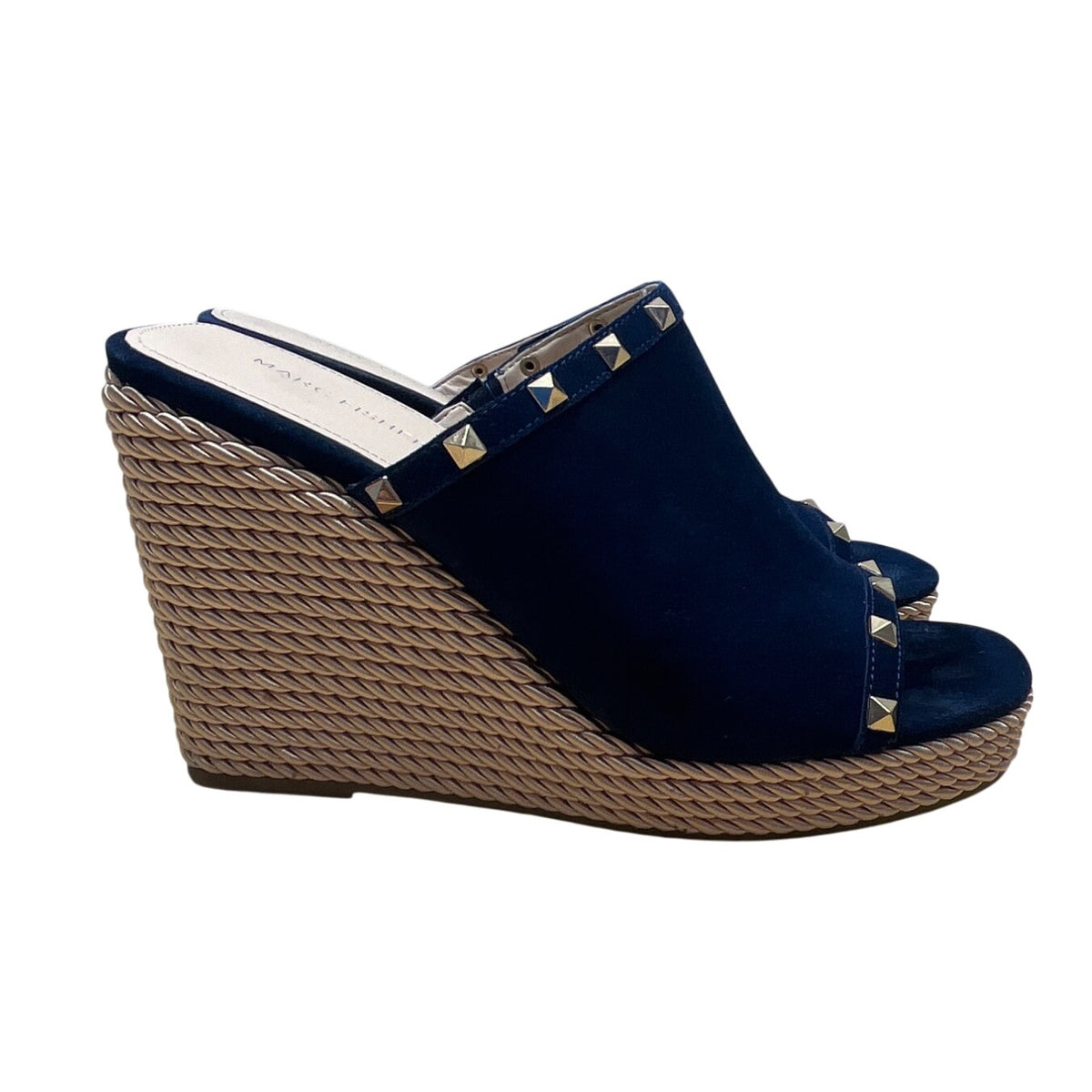 Marc Fisher Women’s Dark Blue Studded Rope Detail Wedge Sandals Size 11M