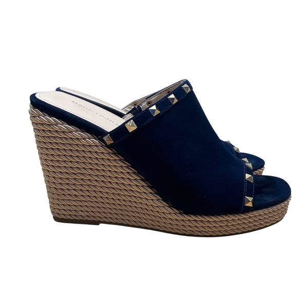 Marc Fisher Women’s Dark Blue Studded Rope Detail Wedge Sandals Size 11M