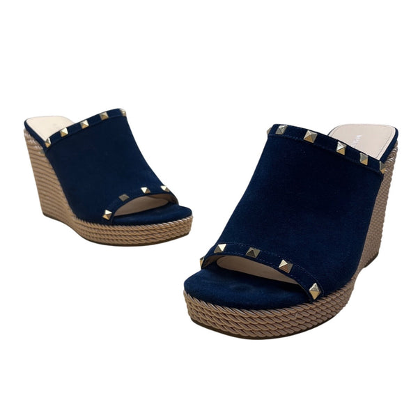 Marc Fisher Women’s Dark Blue Studded Rope Detail Wedge Sandals Size 11M