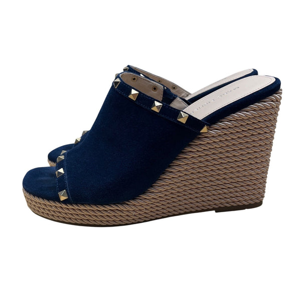 Marc Fisher Women’s Dark Blue Studded Rope Detail Wedge Sandals Size 11M