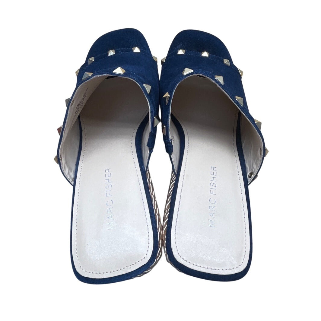 Marc Fisher Women’s Dark Blue Studded Rope Detail Wedge Sandals Size 11M