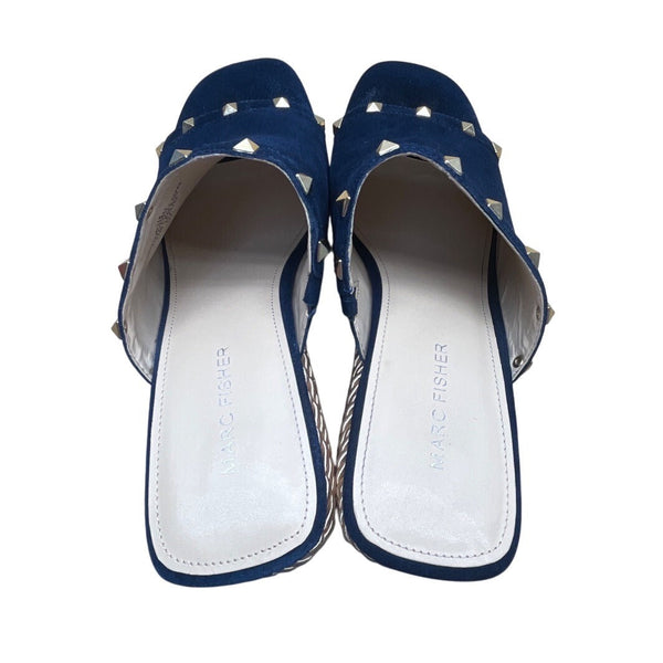 Marc Fisher Women’s Dark Blue Studded Rope Detail Wedge Sandals Size 11M
