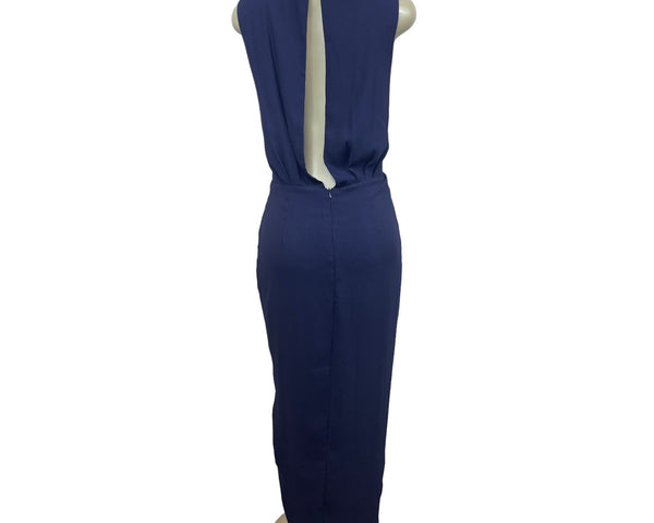Asos Women’s Blue V Neck Mesh Floor Length Short Sleeve Maxi Dress Sz 10