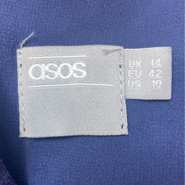 Asos Women’s Blue V Neck Mesh Floor Length Short Sleeve Maxi Dress Sz 10