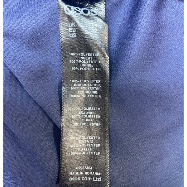 Asos Women’s Blue V Neck Mesh Floor Length Short Sleeve Maxi Dress Sz 10