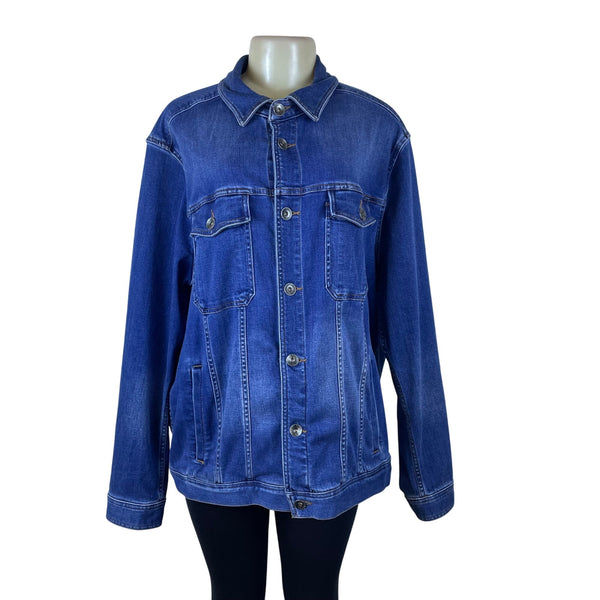 Tommy Bahama Denim Jacket Women’s Blue Button Front Long Sleeve Casual Sz XL