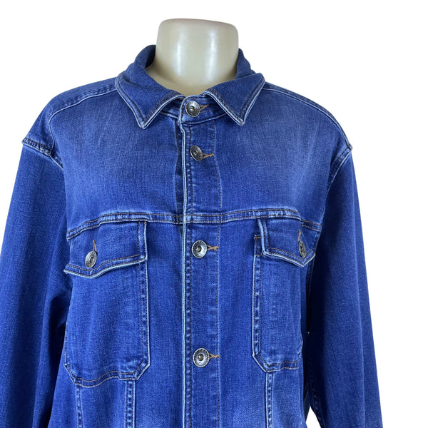 Tommy Bahama Denim Jacket Women’s Blue Button Front Long Sleeve Casual Sz XL