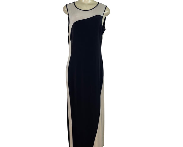 Calvin Klein Womens Sleeveless Colorblock Maxi Dress Black & Beige Size 12