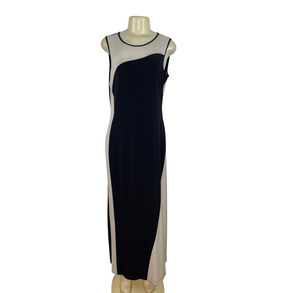 Calvin Klein Womens Sleeveless Colorblock Maxi Dress Black & Beige Size 12