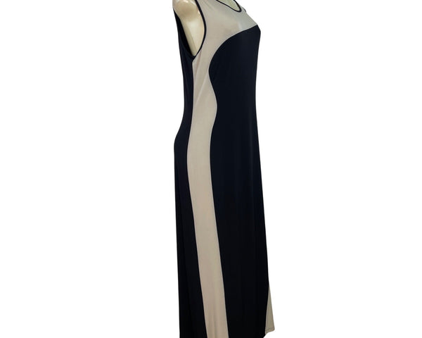 Calvin Klein Womens Sleeveless Colorblock Maxi Dress Black & Beige Size 12