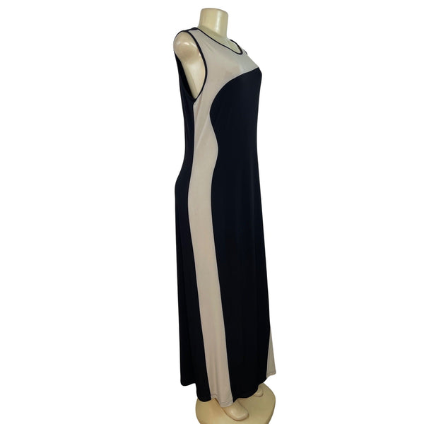 Calvin Klein Womens Sleeveless Colorblock Maxi Dress Black & Beige Size 12