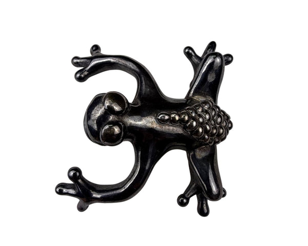 Vintage Sterling Silver Frog Brooch Pin Handmade Tarnished 925 Distinctive Mark