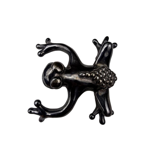 Vintage Sterling Silver Frog Brooch Pin Handmade Tarnished 925 Distinctive Mark