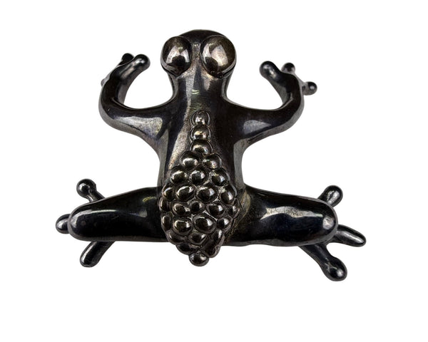 Vintage Sterling Silver Frog Brooch Pin Handmade Tarnished 925 Distinctive Mark