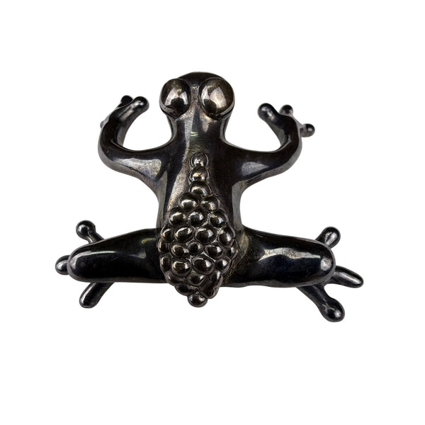 Vintage Sterling Silver Frog Brooch Pin Handmade Tarnished 925 Distinctive Mark