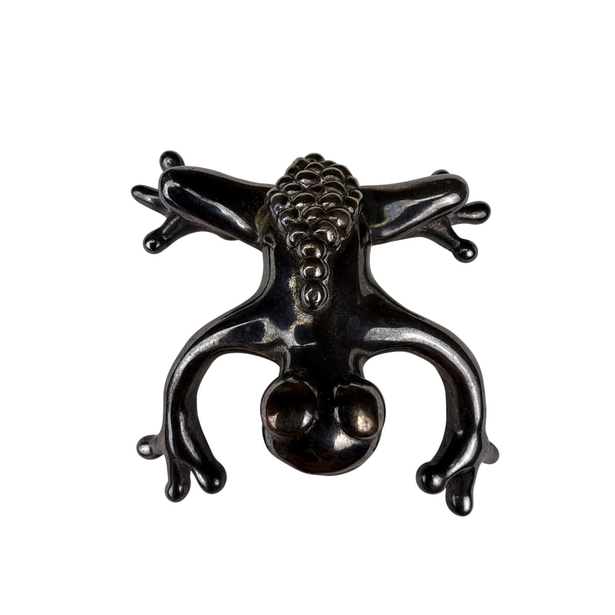 Vintage Sterling Silver Frog Brooch Pin Handmade Tarnished 925 Distinctive Mark