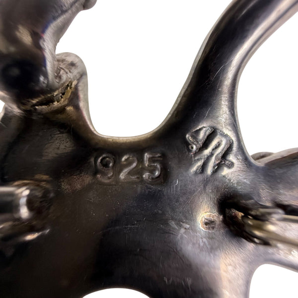 Vintage Sterling Silver Frog Brooch Pin Handmade Tarnished 925 Distinctive Mark