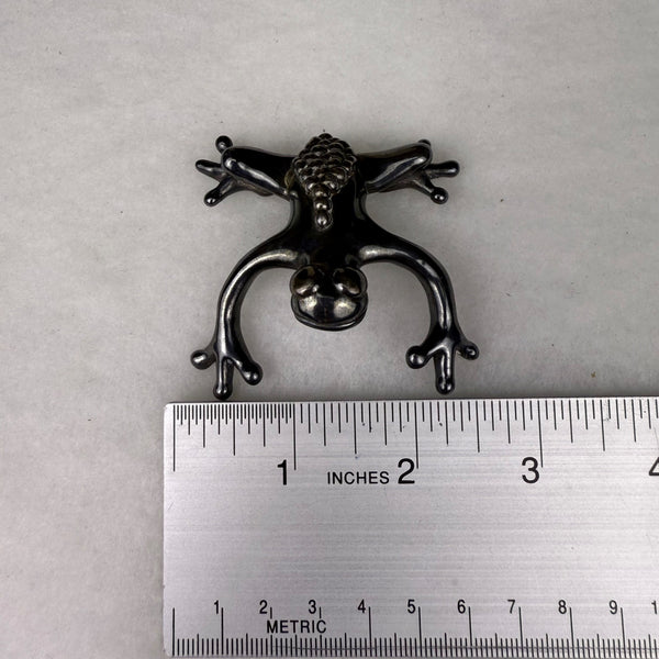Vintage Sterling Silver Frog Brooch Pin Handmade Tarnished 925 Distinctive Mark