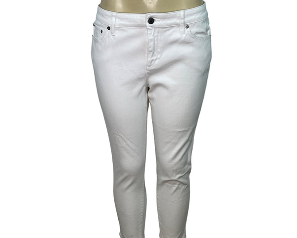 Ralph Lauren Womens White Denim Capri Jeans Mid-Rise Cropped Slim Fit Size 10P