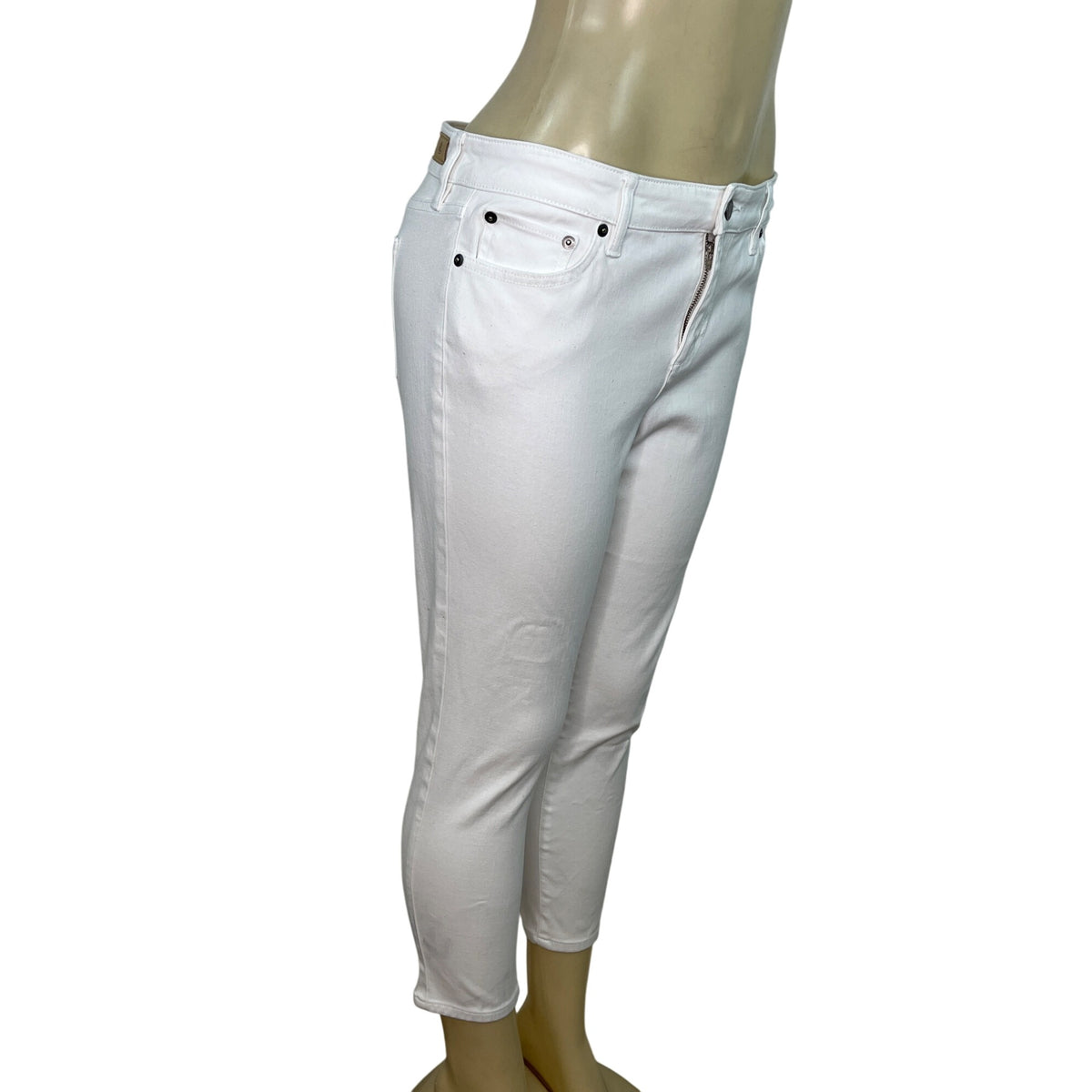 Ralph Lauren Womens White Denim Capri Jeans Mid-Rise Cropped Slim Fit Size 10P