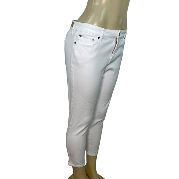 Ralph Lauren Womens White Denim Capri Jeans Mid-Rise Cropped Slim Fit Size 10P