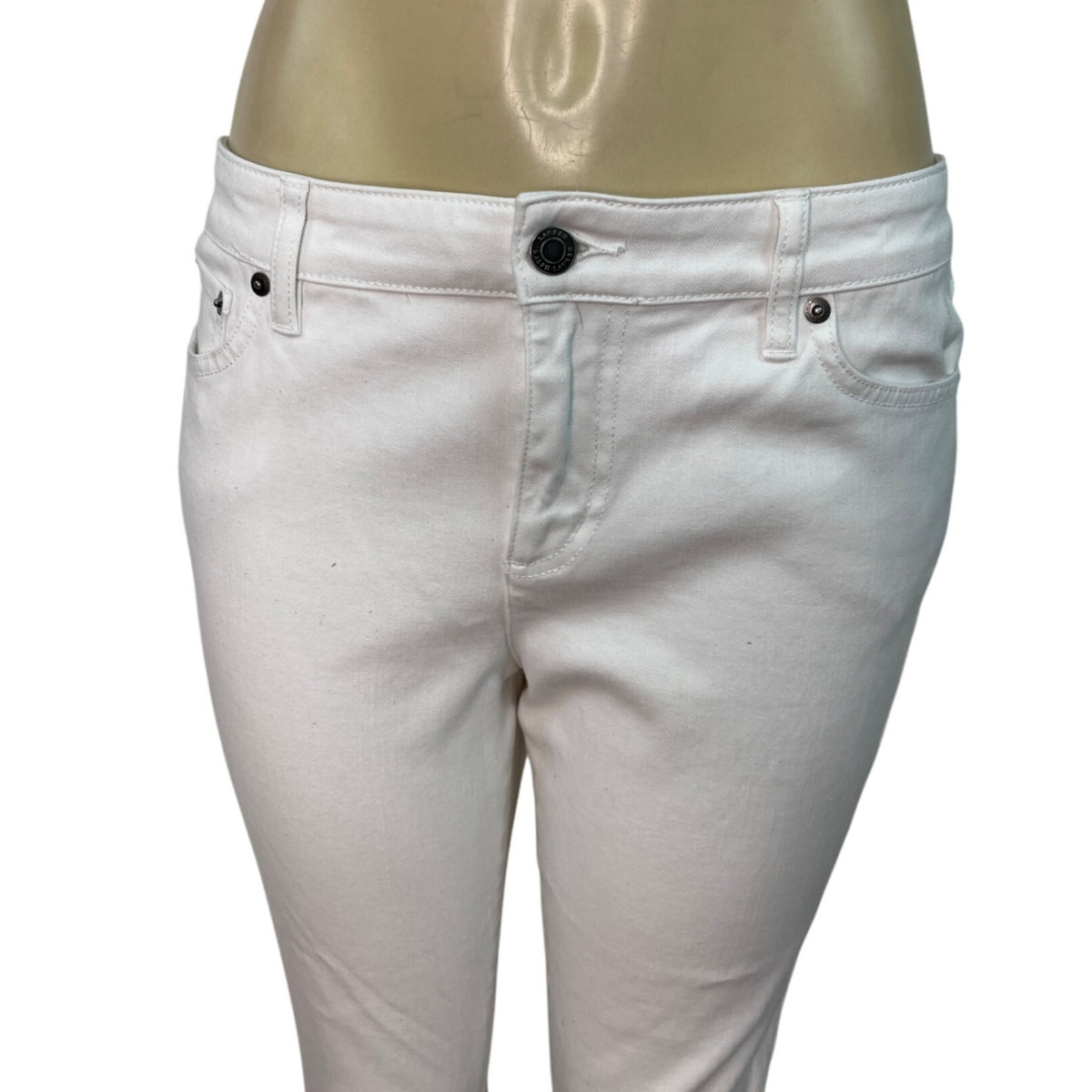 Ralph Lauren Womens White Denim Capri Jeans Mid-Rise Cropped Slim Fit Size 10P