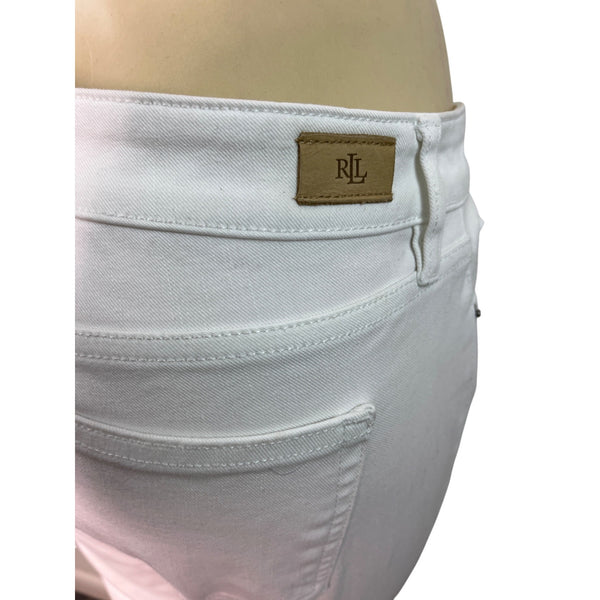 Ralph Lauren Womens White Denim Capri Jeans Mid-Rise Cropped Slim Fit Size 10P