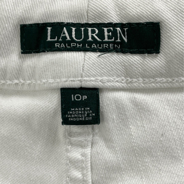 Ralph Lauren Womens White Denim Capri Jeans Mid-Rise Cropped Slim Fit Size 10P