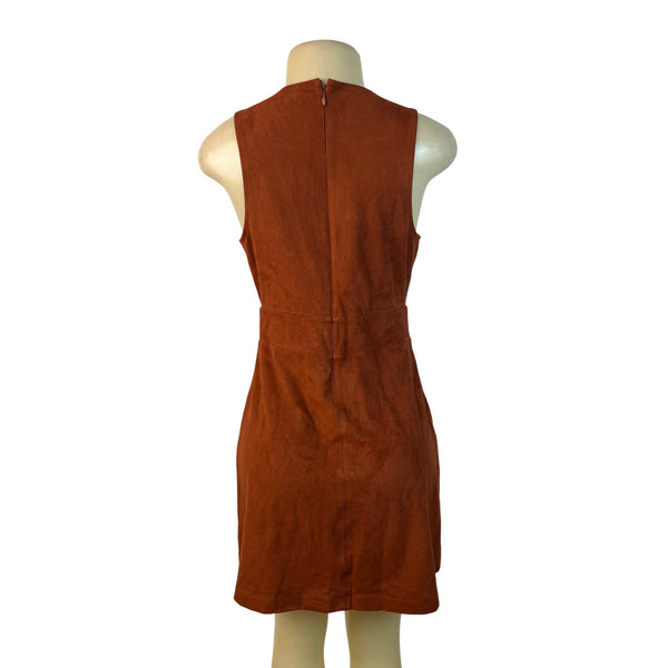 Express Womens Sleeveless Rust Suede-Look Mini Dress With Grommet Detail Size 6
