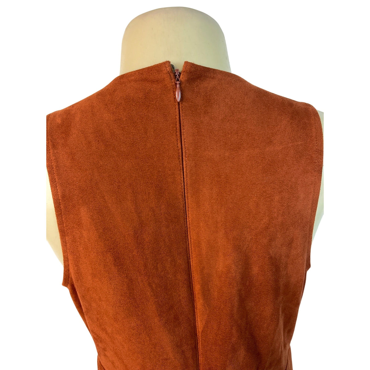 Express Womens Sleeveless Rust Suede-Look Mini Dress With Grommet Detail Size 6