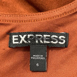 Express Womens Sleeveless Rust Suede-Look Mini Dress With Grommet Detail Size 6