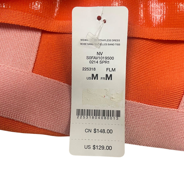 Bebe Womens Strapless Orange & Pink Bandage Dress Sz M - New