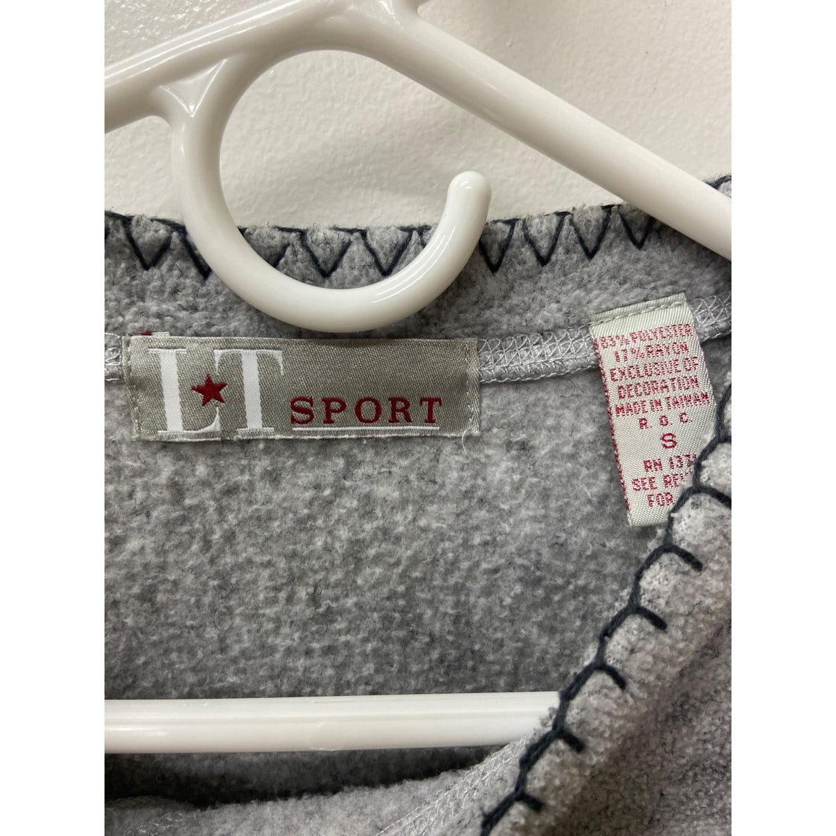 LT Sport Womens Gray Embroidered Patch Pullover Sweatshirt Size Small