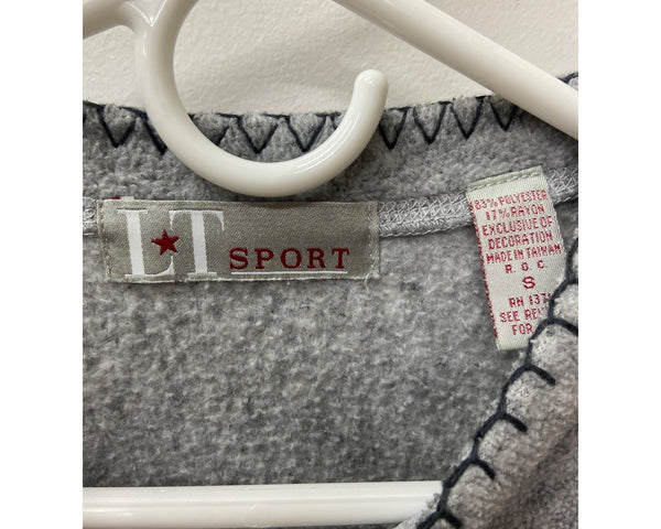 LT Sport Womens Gray Embroidered Patch Pullover Sweatshirt Size Small