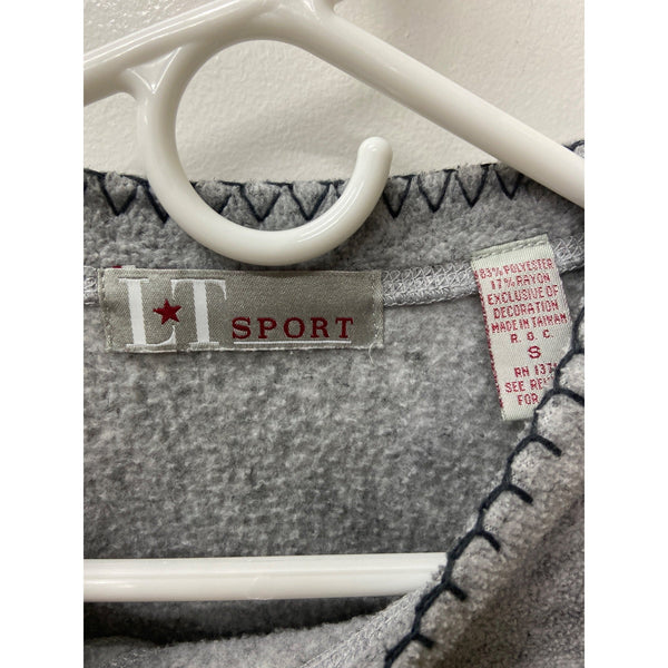 LT Sport Womens Gray Embroidered Patch Pullover Sweatshirt Size Small