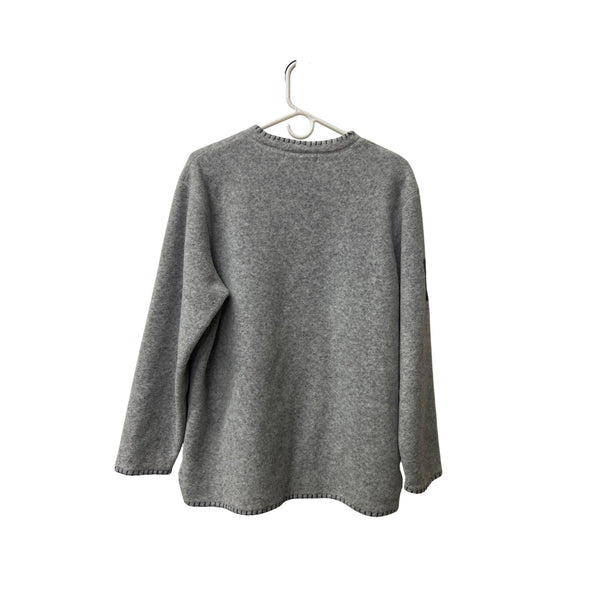 LT Sport Womens Gray Embroidered Patch Pullover Sweatshirt Size Small