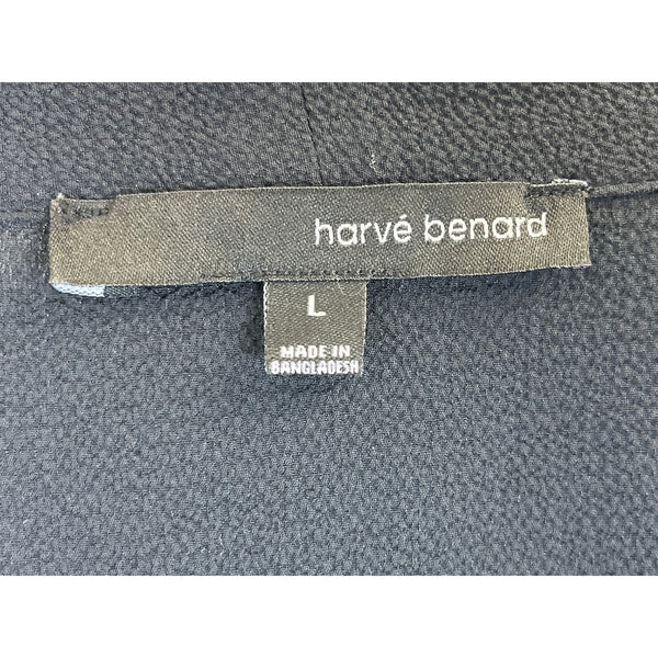 Harvé Benard Womens Gray Lightweight Flared Sleeve Sheer V-Neck Top L