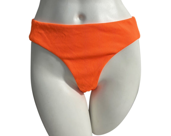 Becca By Rebecca Virtue Womens Orange Ribbed High-Waist Bikini Bottom Sz XL- NEW